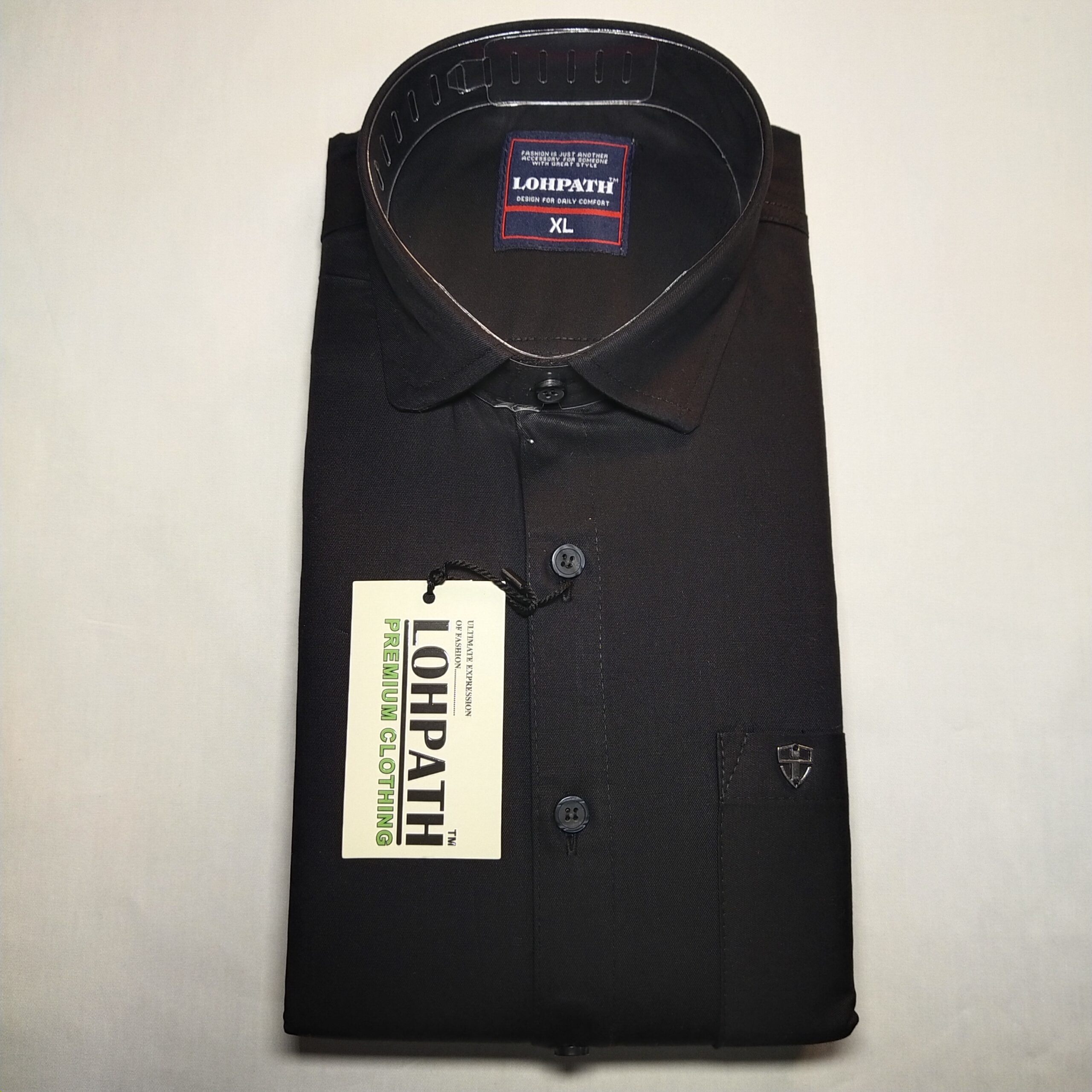 Premium Twill Solid Shirt for Man (Black) - Image 3