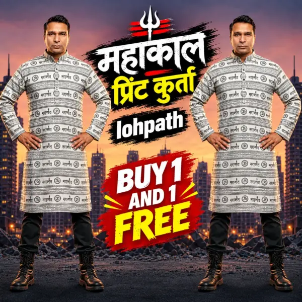 mahakal printed kurta for men front view