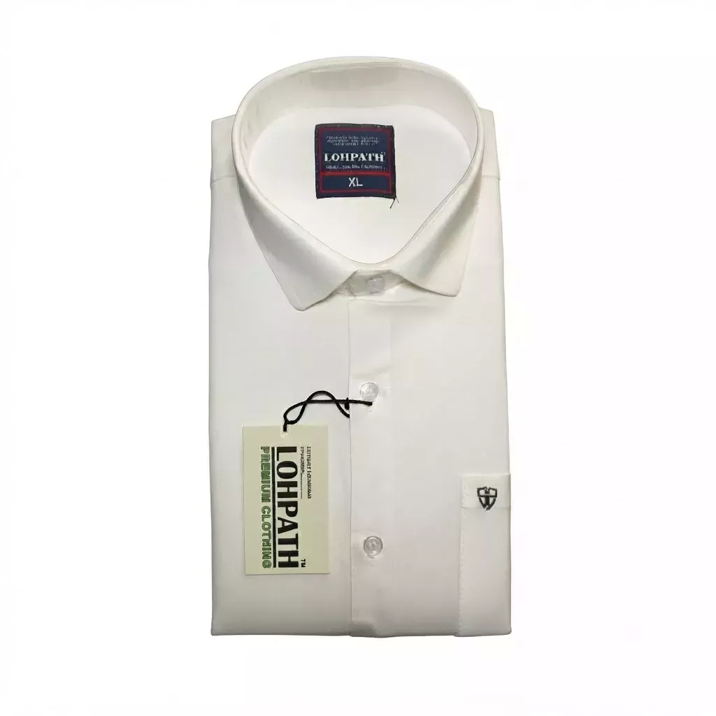 Men Premium White Twill Cotton Shirt Regular Fit