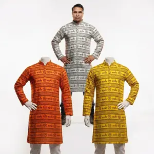 Mahakal Printed Cotton Kurta Wholesale Offer Buy 2 Get 1 Free White Orange Yellow