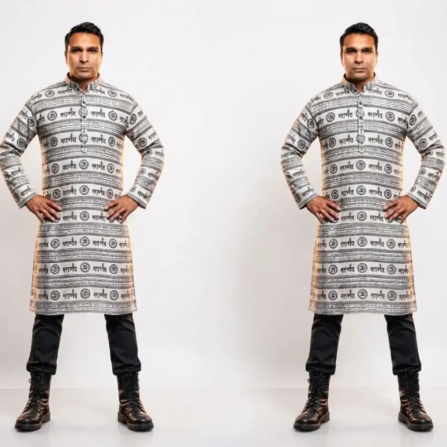 Mahakal printed full sleeve kurta for men Lohpath mahakal printed kurta for men design